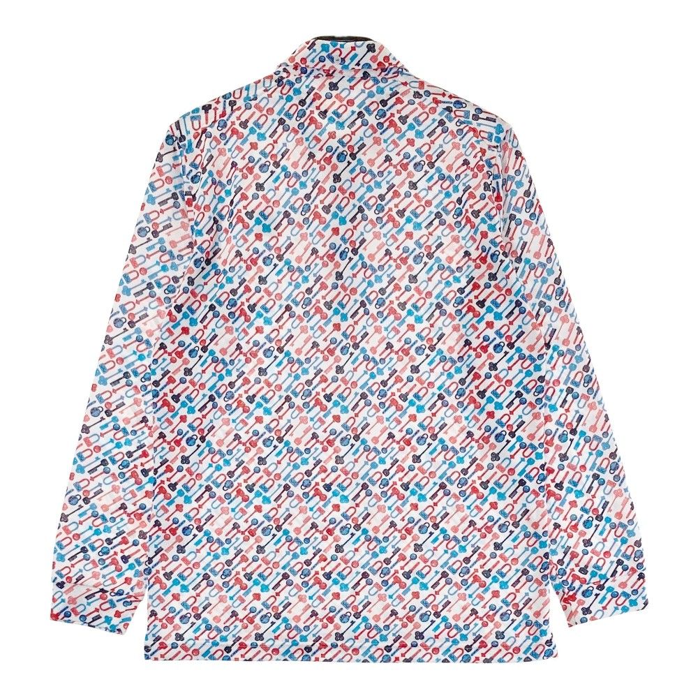 サイズ：L AND PER SE アンパスィ ボタンダウン 長袖ポロシャツ 総柄