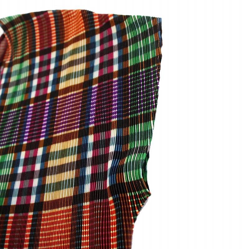 プリーツプリーズ PLEATS PLEASE イッセイミヤケ プリーツカットソー 半袖 チェック柄 3 マルチカラー PP23FK333 /KH レディース プリーツプリーズ PLEATS PLEASE イッセイミヤケ プリーツ