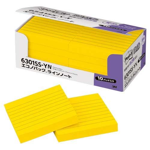 まとめ スリーエム ポスト イット エコノパック 強粘着ノート 罫線入 6301SS-YN 4550309180133 エコノパック ＴＭ 製品 ●サイズ 縦７５×横７５ｍｍ●枚数 ９０枚 1箱 ×5セット