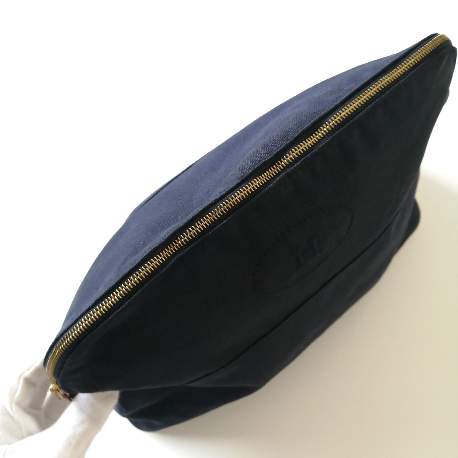 エルメス　ボリードポーチ　ネイビー　GM HERMES エルメス ボリードポーチGM ネイビー キャンバス