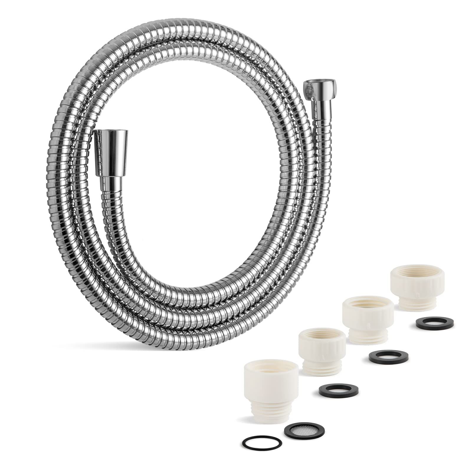 新品 OFFO シャワーホース 太径 16mm太ホース ステンレス製 アダプター