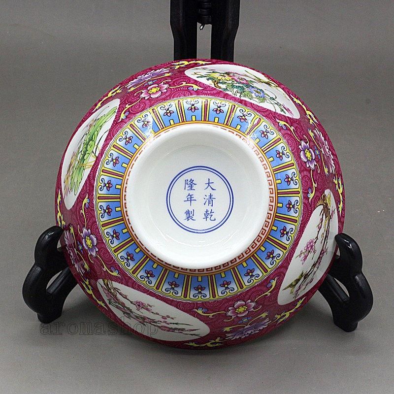 沙紅開窓ツル花鳥図菖蒲の鉢 陶磁器 装飾品 現代工芸品 美術品 置物 沙紅開窓ツル花鳥図菖蒲の鉢 陶磁器 装飾品 現代工芸品 美術品 置物