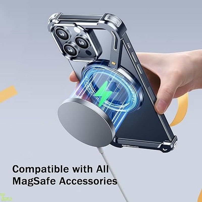 フレームレス iPhone15Pro用ケース Magsafeキックスタンド付き Amazon