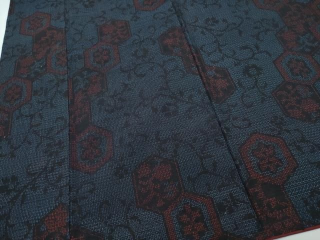 平和屋着物○手緒里 結城紬 奥順 はたおり娘 80亀甲 亀甲花唐草文 証紙