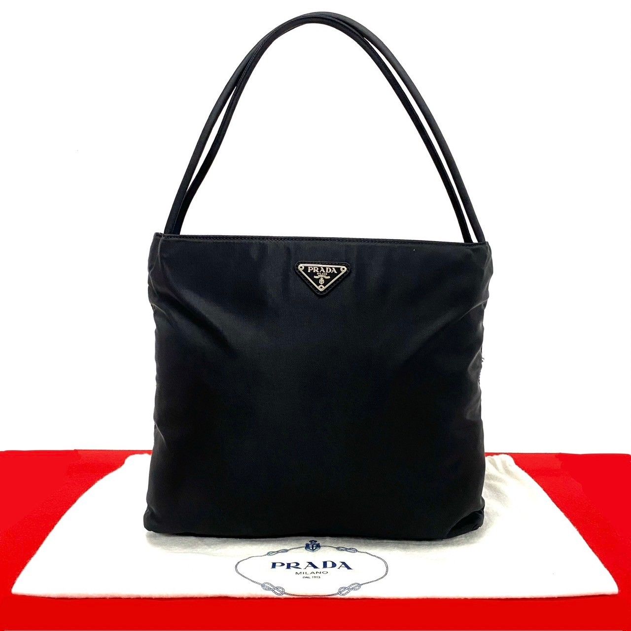 ほぼ未使用 希少品 PRADA プラダ 三角ロゴ 金具 ナイロン ミニ