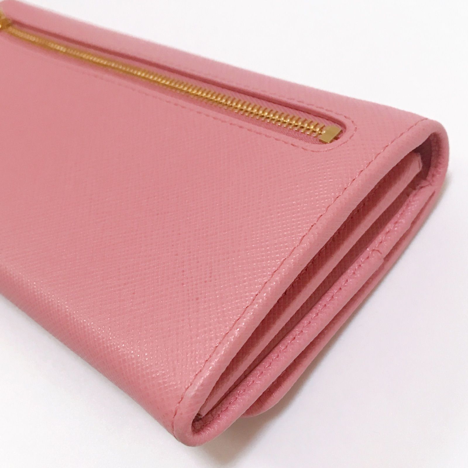 PRADA プラダ サフィアーノ リボンフラップ 長財布 ゴールド金具 ピンク PRADAリボン付き♪サフィアーノレザー長財布♪ピンク (PRADA/長