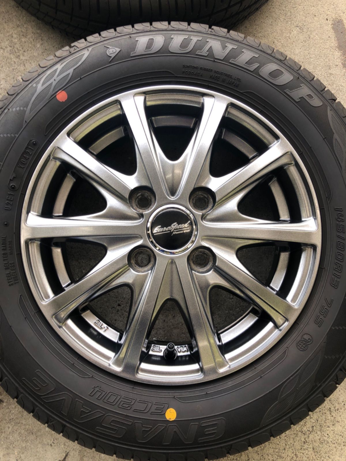 タイヤ走行短め【BS NEWNO 155/80R13】夏タイヤ【FEID 社外ホイール 13 