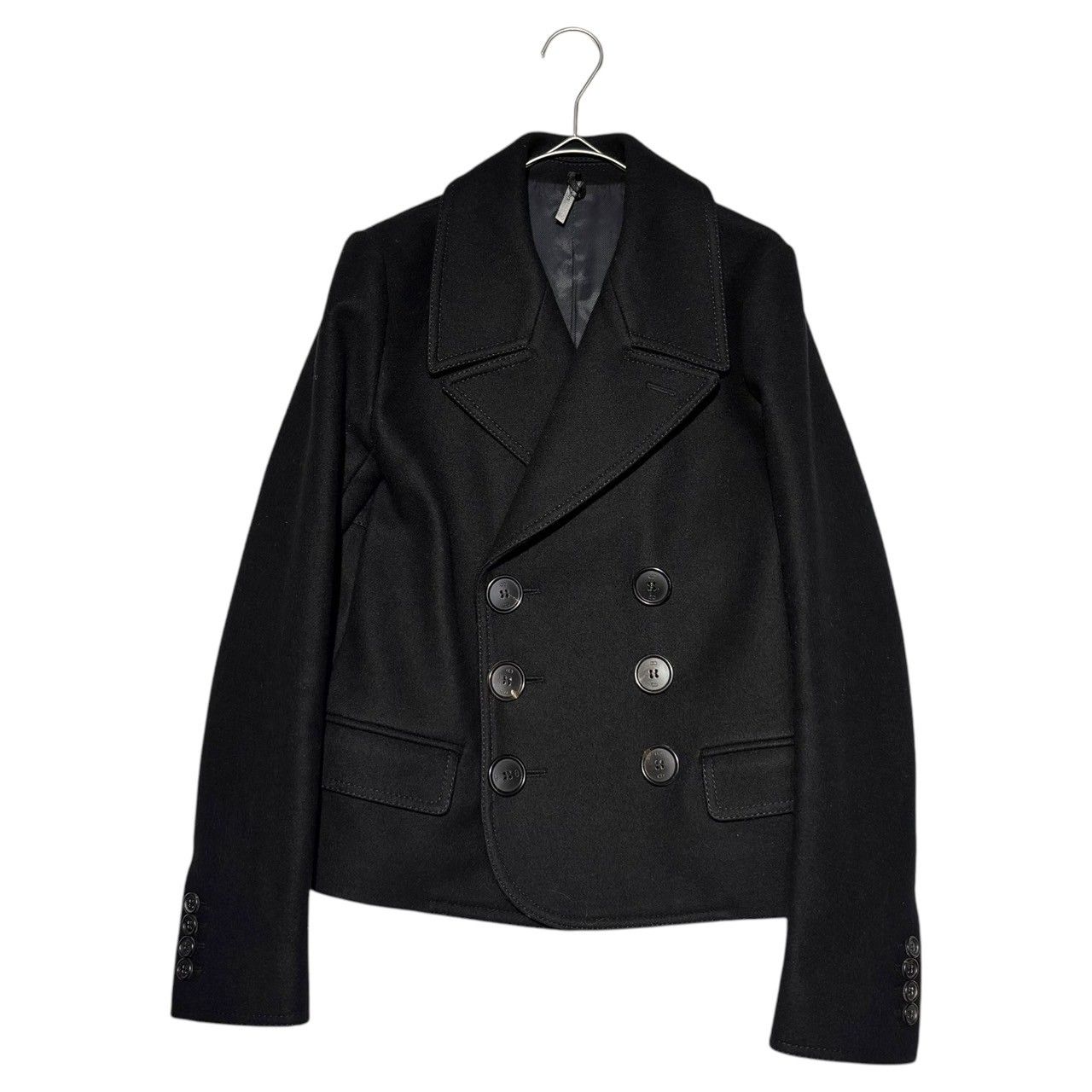Dior HOMME ディオールオム 06AW ショート レングス メルトン ダブル チェスター コート 6HH1048405 44 S ブラック These Grey Days期 エディ スリマン期