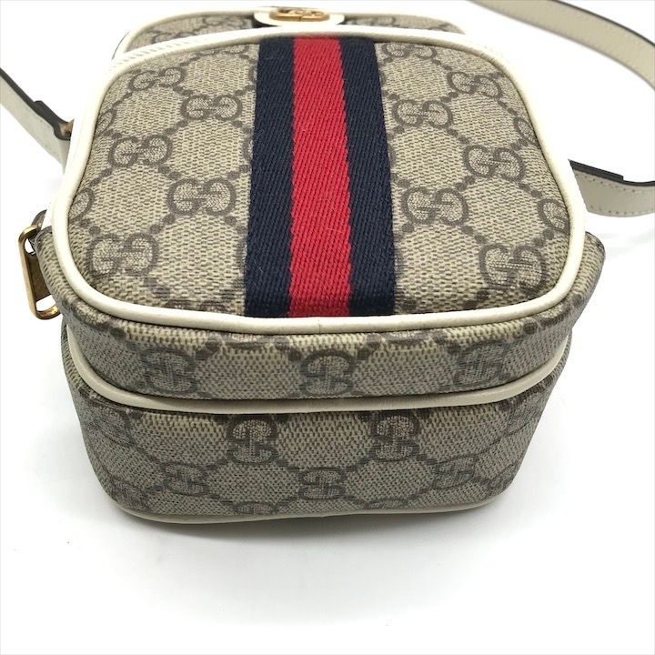 展示品 GUCCI グッチ GGスプリーム オフディア ミニ ショルダー バッグ 斜め掛け 671682 レディース PVC レザー ベージュ アイボリー a8830 展示品 GUCCI グッチ GGスプリーム オフディア ミニ ショルダー バッグ