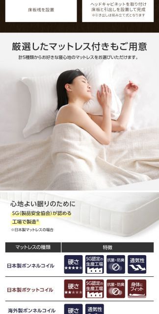 ベッド 日本製 収納付き 引き出し付き 木製 照明付き 棚付き 宮付き 『FRANDER』 フランダー ダブル 日本製ボンネルコイルマットレス付き ナチュラル 日本製 ベッド 収納付き 照明&引き出し収納ベッド⁄国産 高品質でシンプル・モダン カントリー(機能(ベッド)収納・引き出し付き)(ベッド