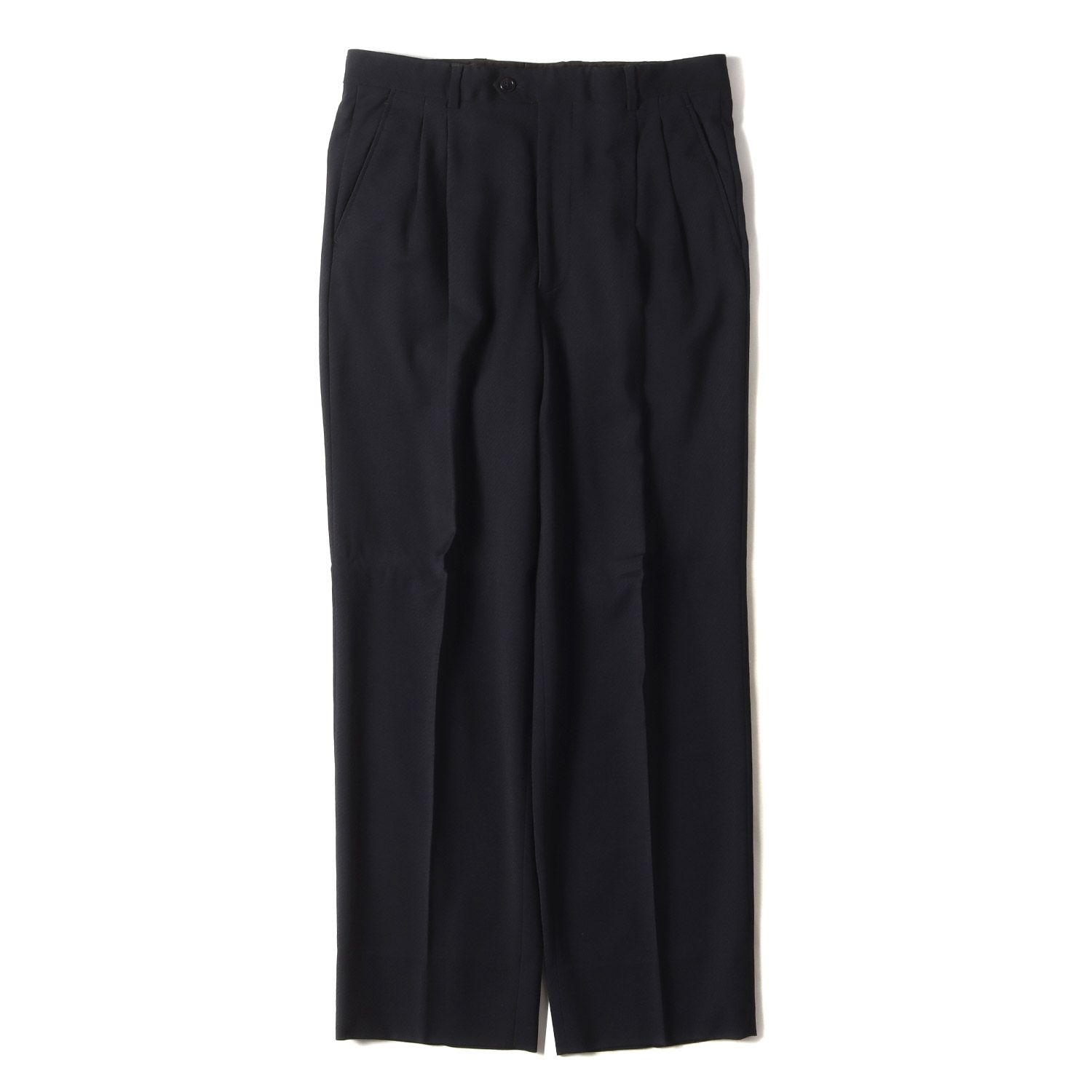 ARMANI COLLEZIONI アルマーニコレツォーニ パンツ サイズ:48 レジメンタルストライプ ツータック ウール スラックスパンツ / トラウザー ダークネイビー 紺 ボトムス ズボン【メンズ】
