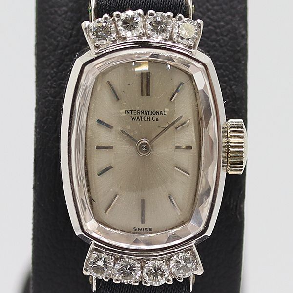 デッドストック級 稼働 IWC ダイヤベゼル 18K|750|WG 11.6g 手巻 シルバー文字盤 レディース腕時計 0501600 9YBT ABC16560 SMZ
