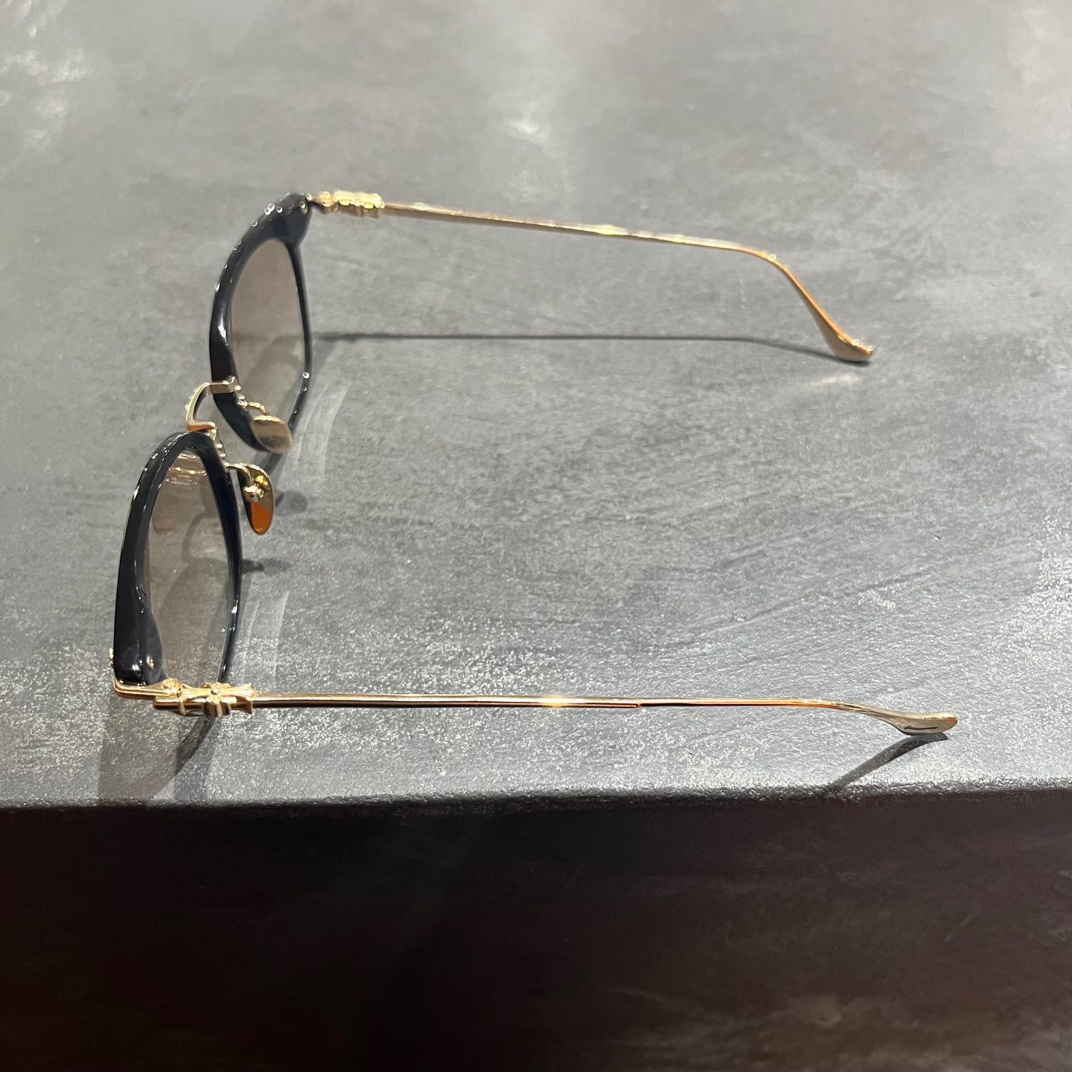 美品 CHROME HEARTS SHAGASS BK-GP ウェリントン サングラス 眼鏡 