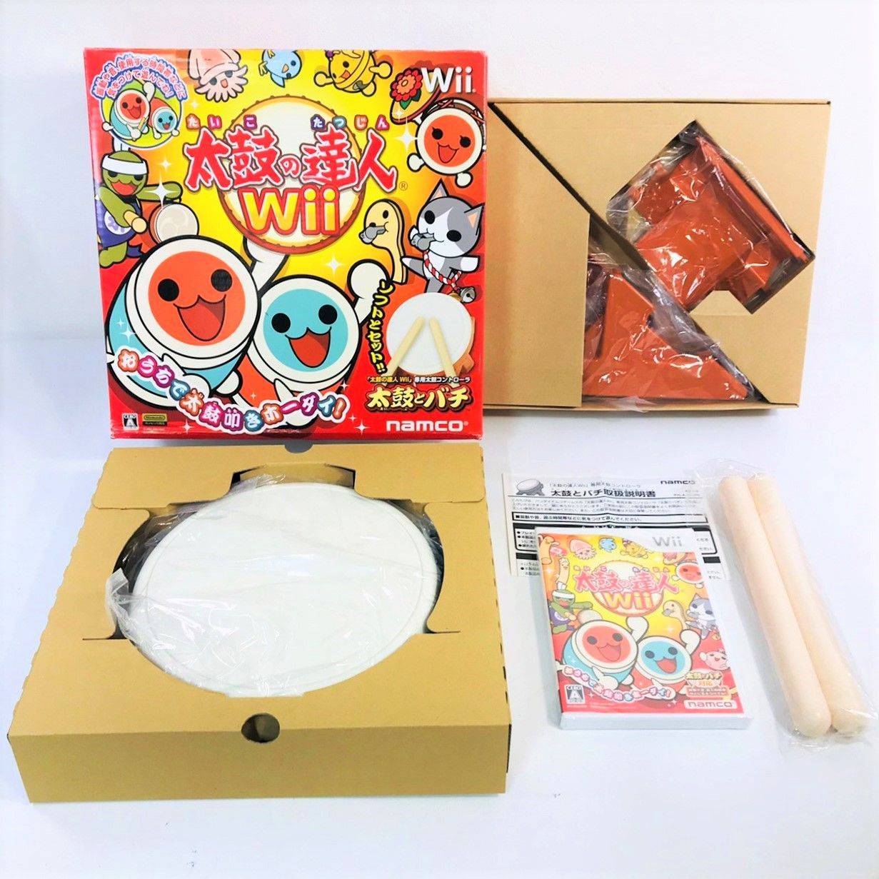 ◇【未使用】namco Wii 太鼓の達人 ソフト セット 太鼓 バチ 一式 取扱