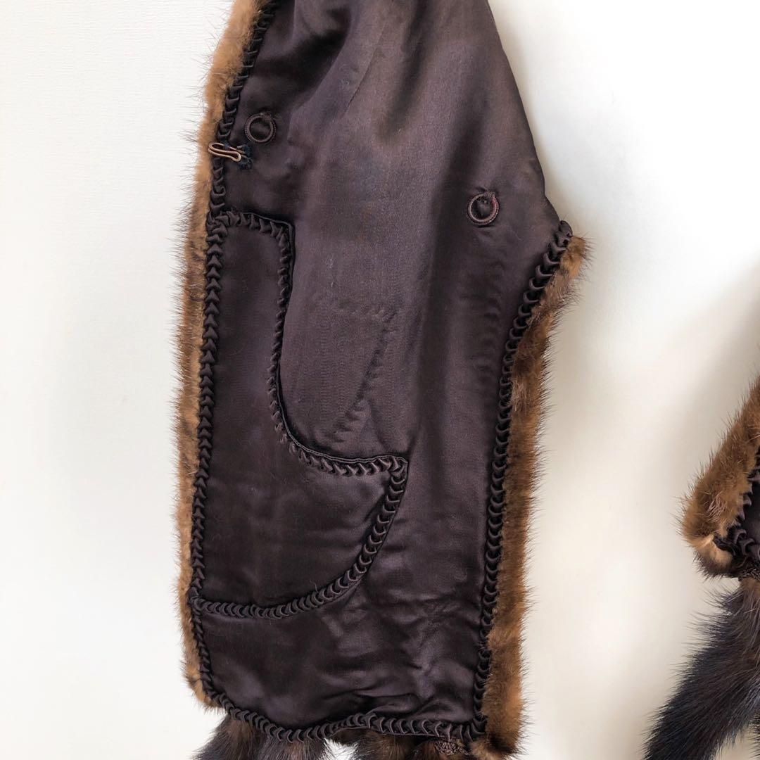 美品 毛皮 ミンク リアルファー マフラー ストール ブラウン お正月