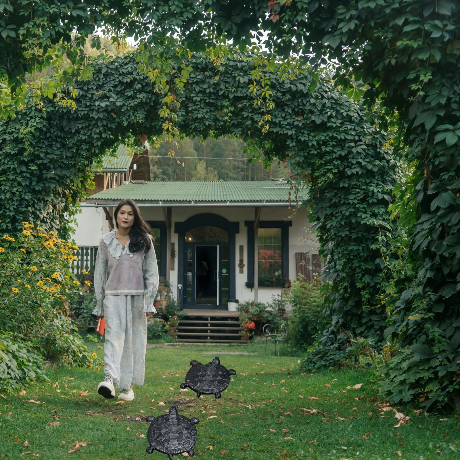 置物 鉄製 海亀ウミガメ 動物 石畳 ガーデニンググッズ 芝生 フェンス 外壁 シック モノトーン 北欧 屋内 屋外 NEXPOTALLINN_EU