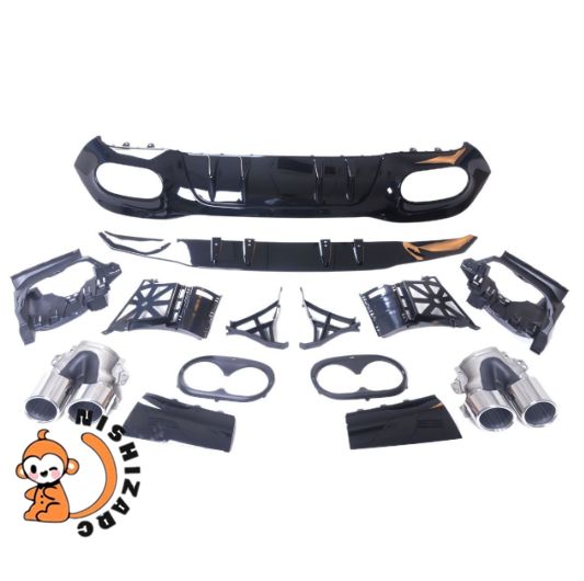 ベンツ Aクラス W177 改A45S 後ろリップ＆テールパイプ AMGスタイル 小包囲 2018- ABS製 黒 銀 FFCRYSTALESIA_COM