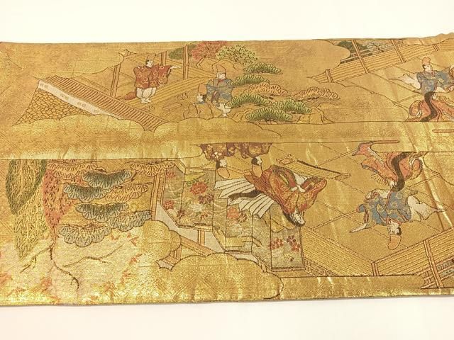 平和屋着物▽佐賀錦 両面 全通全景袋帯 洛中洛外図 金糸 引箔