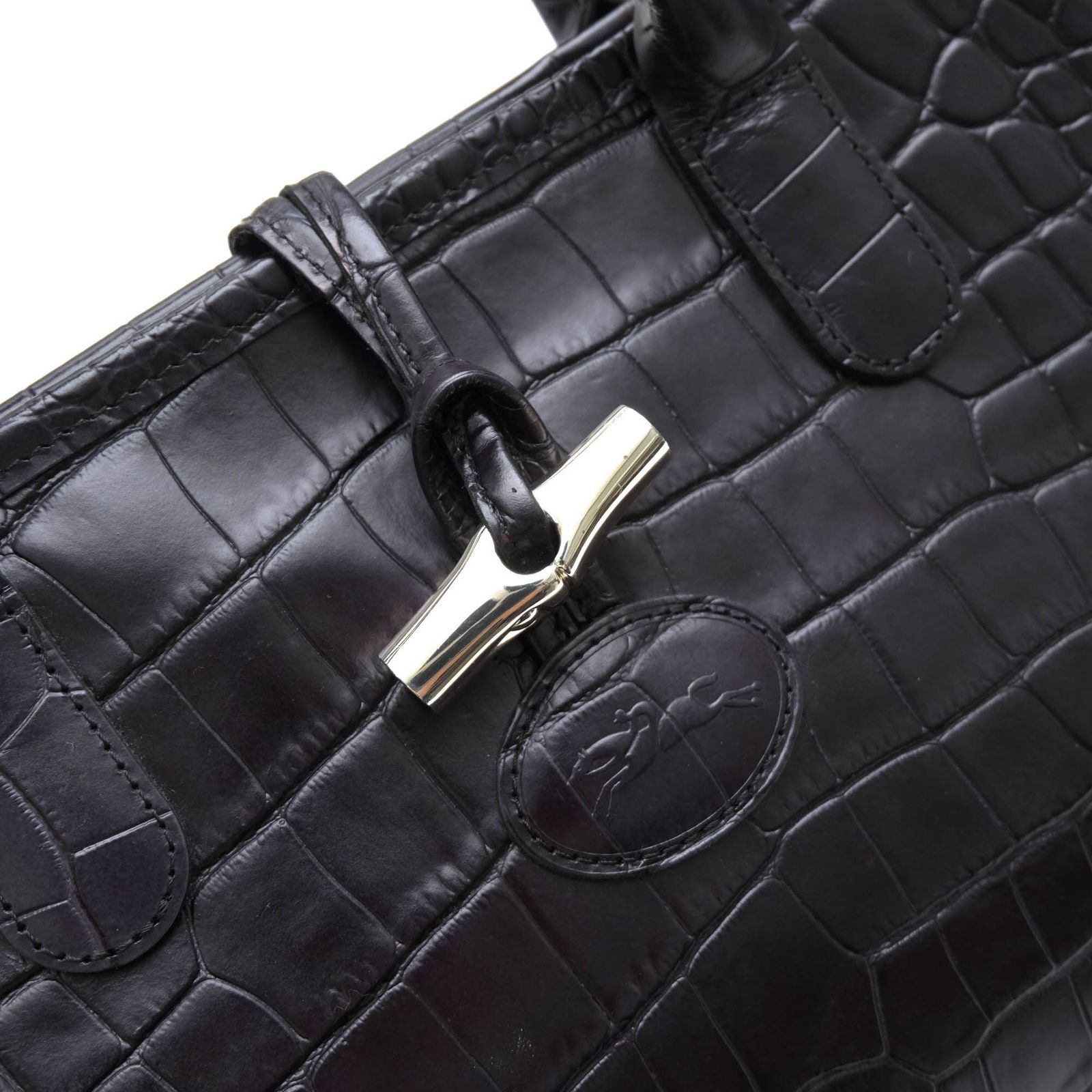 ロンシャン Longchamp バッグ トートバッグ 鞄 ハンドバッグ レディース 女性 女性用 レザー 革 本革 ブラック 黒 ROSEAU CRC ロゾ クロコ 定番 クロコ型押し DECORATOM_COM_BR