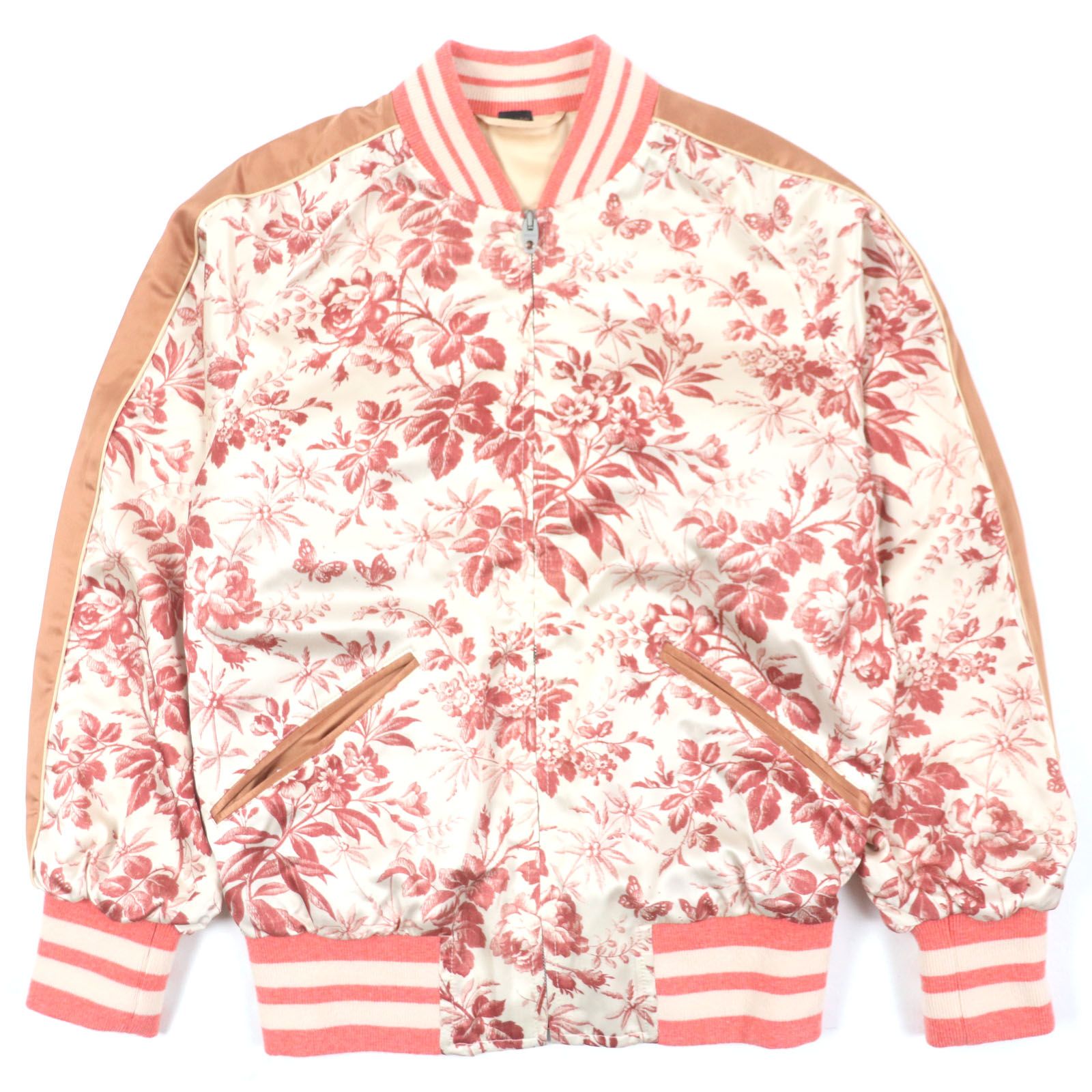 極美品▽GUCCI グッチ 737935 シルク混 フローラルプリント ジップ  