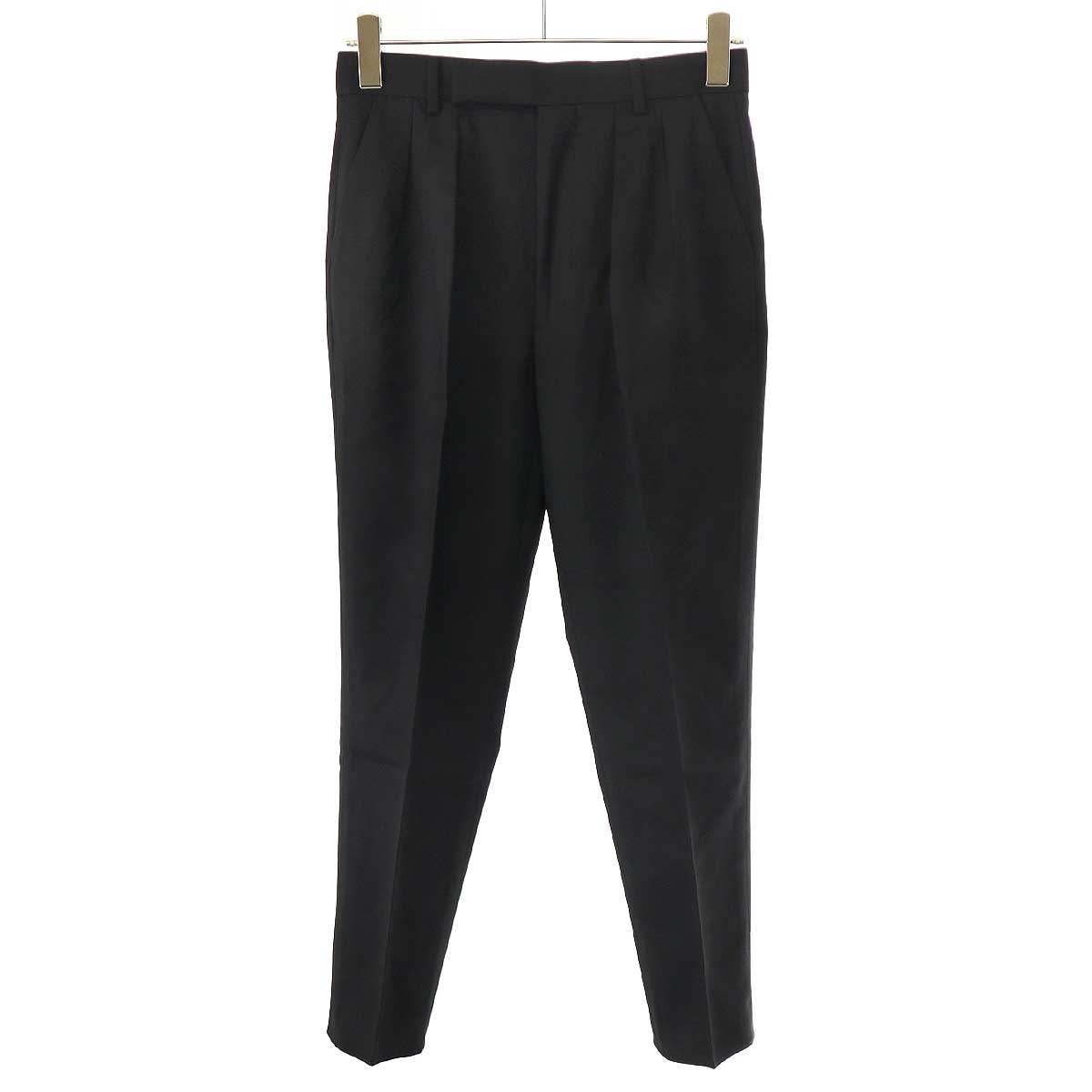 CELINE セリーヌ 19SS Trousers ウールギャバジンツープリーツニューウェーブパンツ 2P093673D ブラック 44