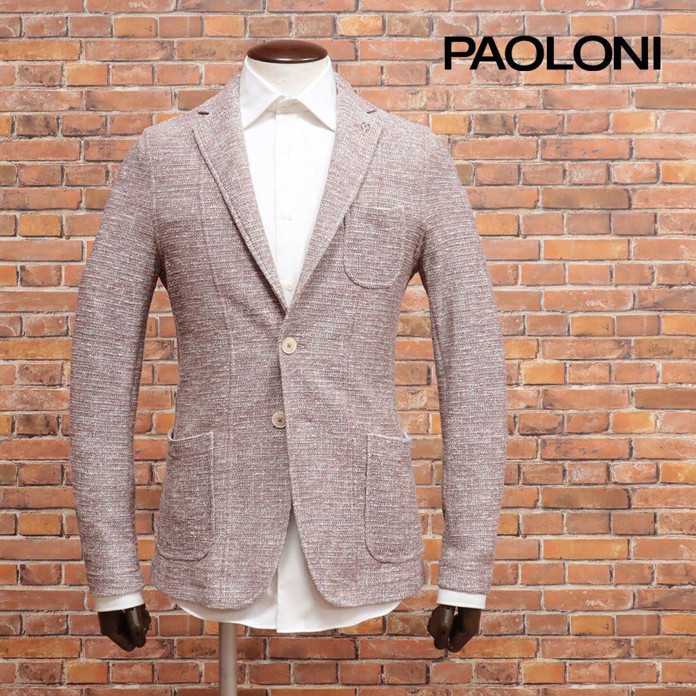 春夏/PAOLONI/46サイズ/サマーニット ジャケット 軽やか 伸縮性 メランジ調 ノーパッド パオローニ 新品/ピンク/kc117/
