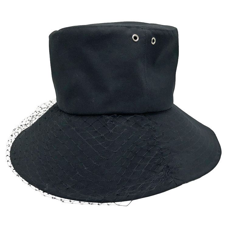 Christian Dior クリスチャンディオール Teddy-D ベール付き ワイドブリム ボブハット 95TDD924G130_C900 size 58 ウィメンズ レディース 帽子 コットンブレンド オブリーク ブラック