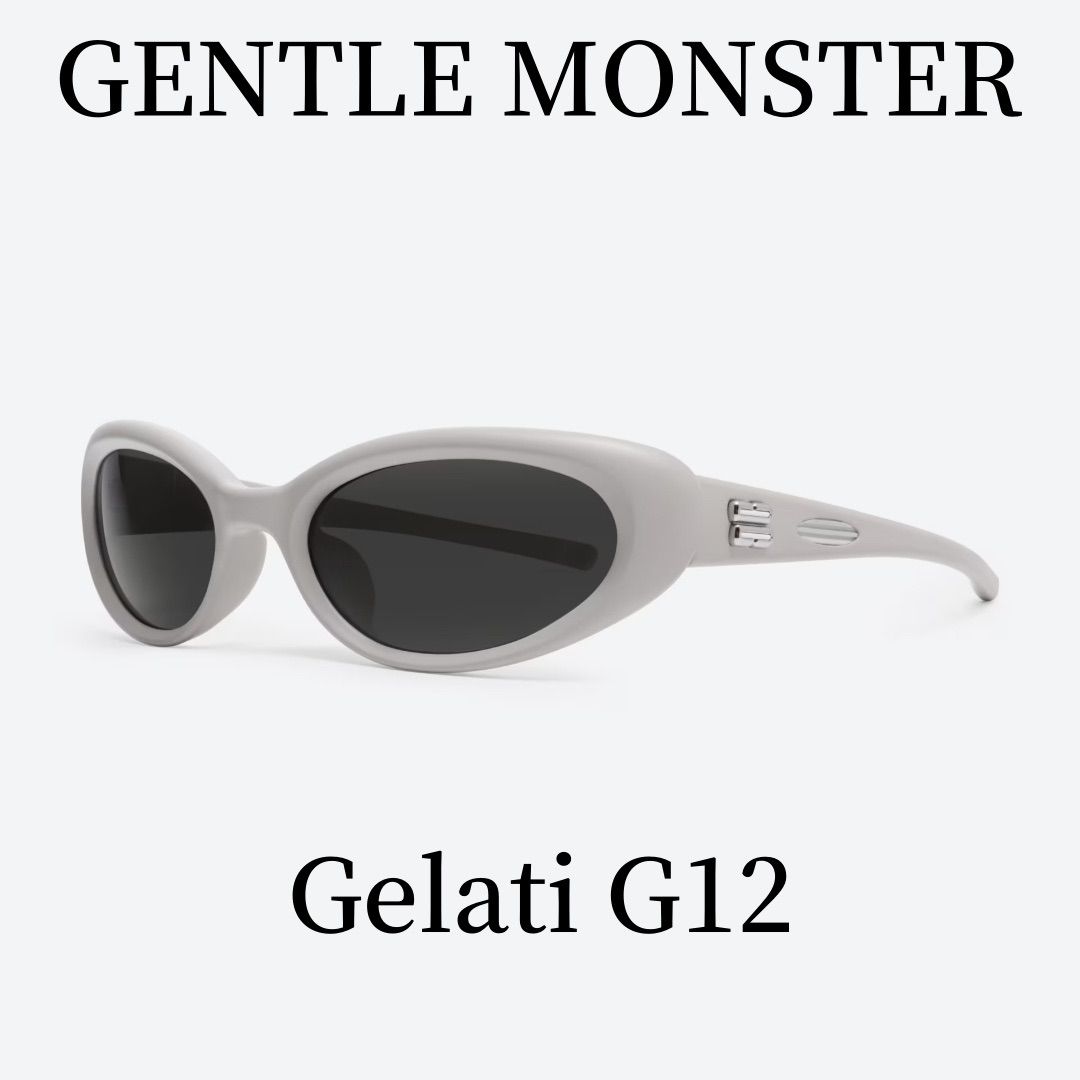 新品未使用 ジェントルモンスター  Gentle Monsterサングラス   Gelati G12セミマットグレーTRフレーム/ブラックレンズ/ゴーグルシェイプ 正規品