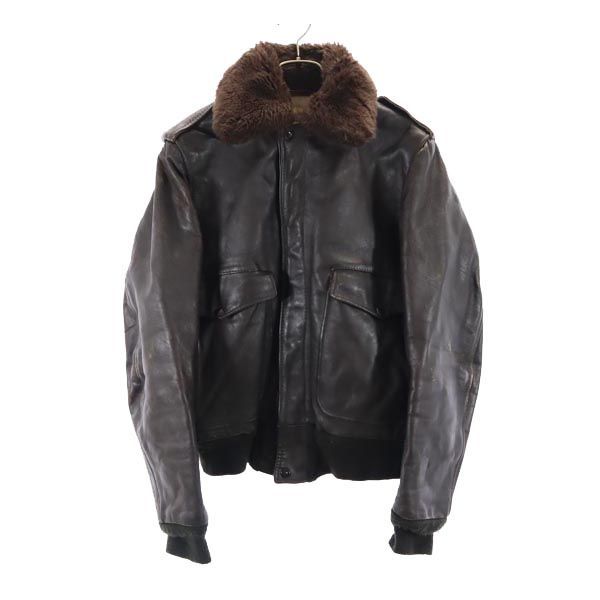 90's vintage G-1 襟ファー レザーフライトジャケット 黒 42