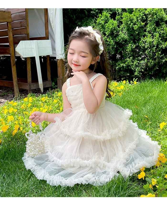 子供服 ワンピース ドレス 姫服 キッズ 女児 小学生 キッズ 可愛い  おしゃれ カジュアル キャミワンピ  発表会 結婚式 音楽会 演奏会  90cm 100 子供服 女の子 チュール ワンピース
