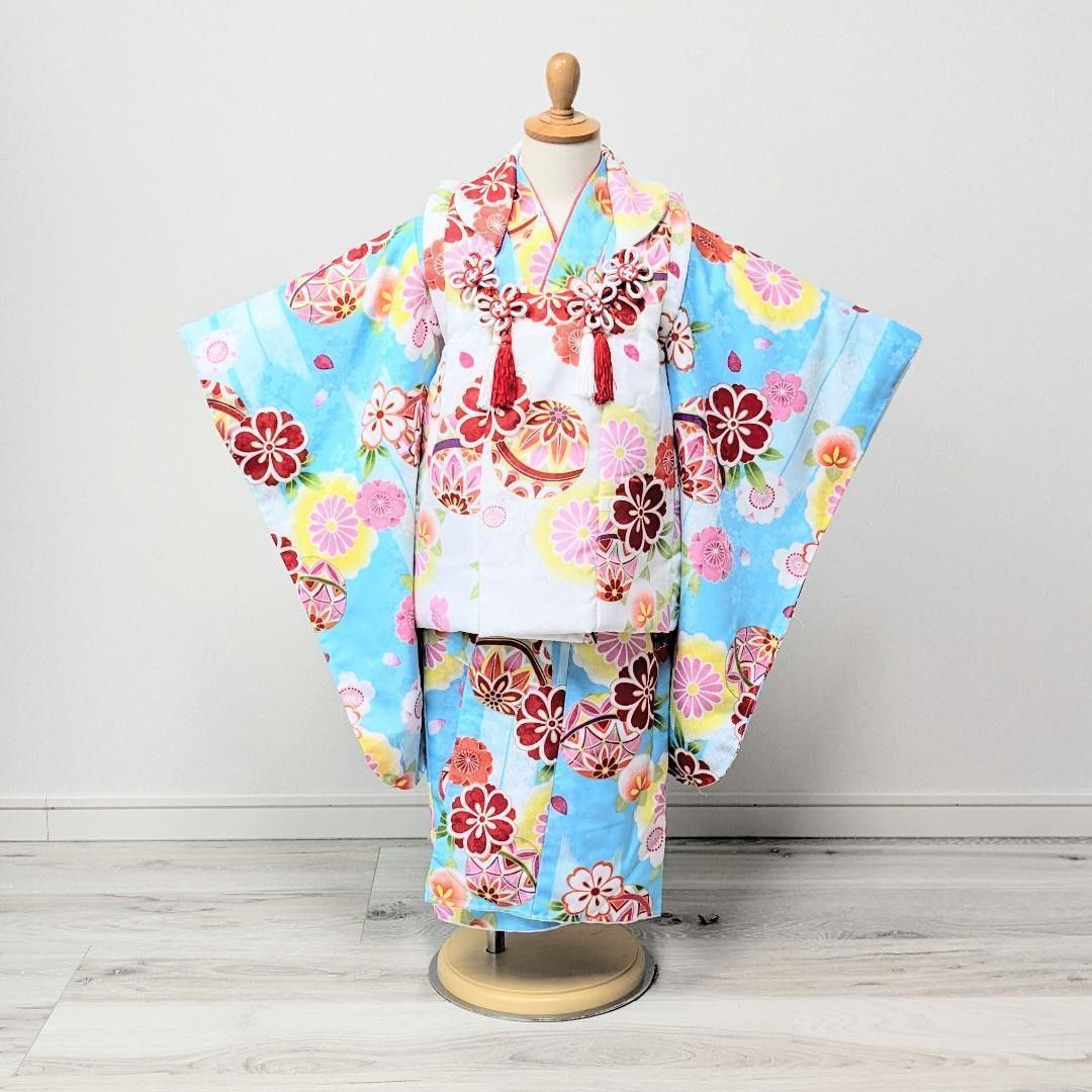 七五三 7歳 女の子 セット 正絹 昭和レトロ 金駒刺繍 牡丹 0706 七五三