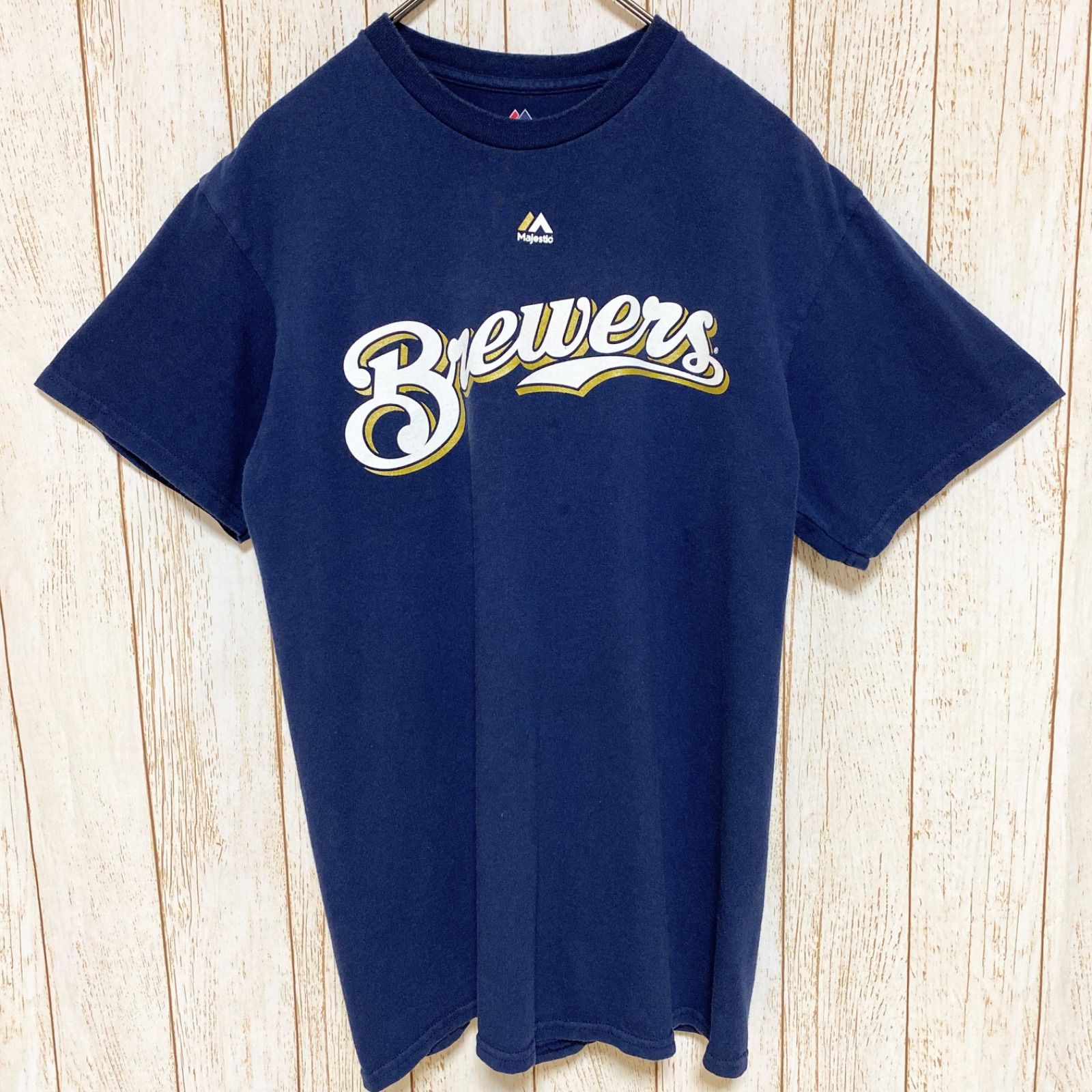 Majestic × MLB ミルウォーキー ブルワーズ 古着 ゲームシャツ MLBメジャー ミルウォーキー・ブルワーズ ユニフォーム USA野球