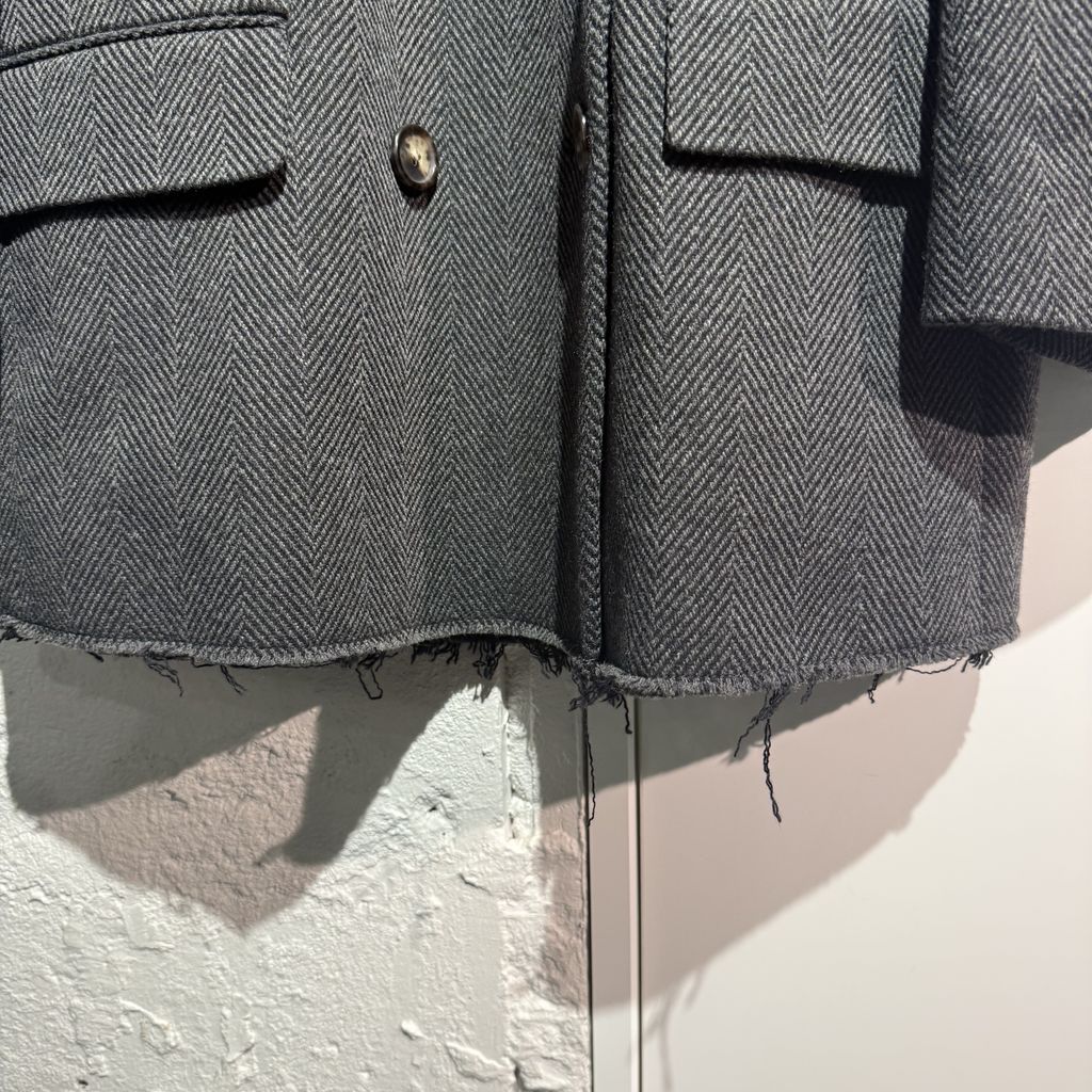 Acne Studios アクネストゥディオズ Double Breasted Cut out Blazer カットアウト ダブルテーラードジャケット FN-WN-OUTW000861 グレー size M 表参道A10 KANDAIZUMI_COM