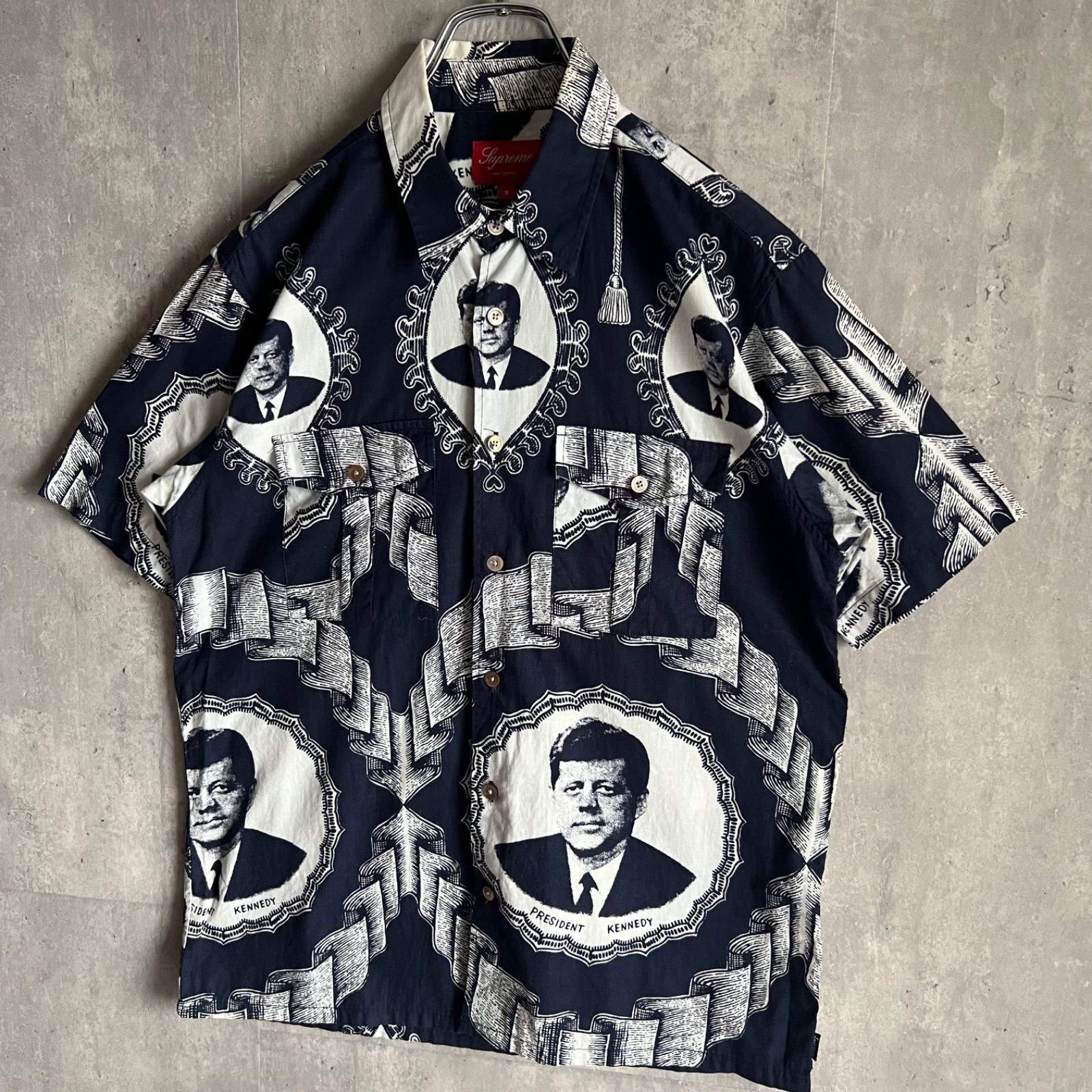 Supreme シュプリーム 13SS John F Kennedy 半袖シャツ S S Shirt ネイビー Sサイズ