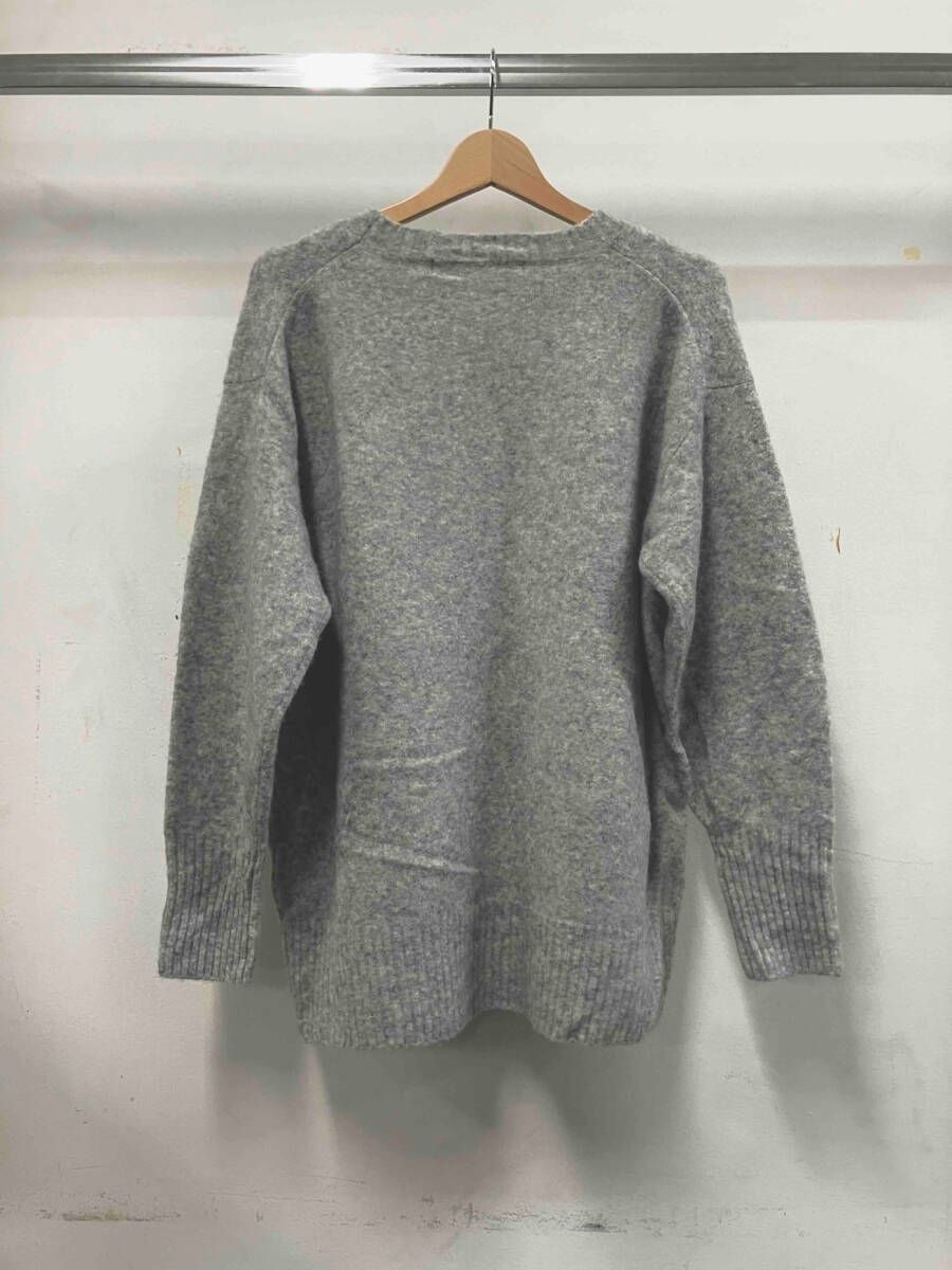 FRAMe WORK フレームワーク アルパカ混ロゴインターシャニット 長袖ニット グレー
