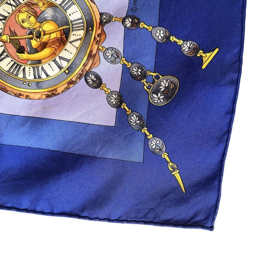 HERMES カレ90 laronde des heures 時の輪舞 スカーフ ネイビー 青色