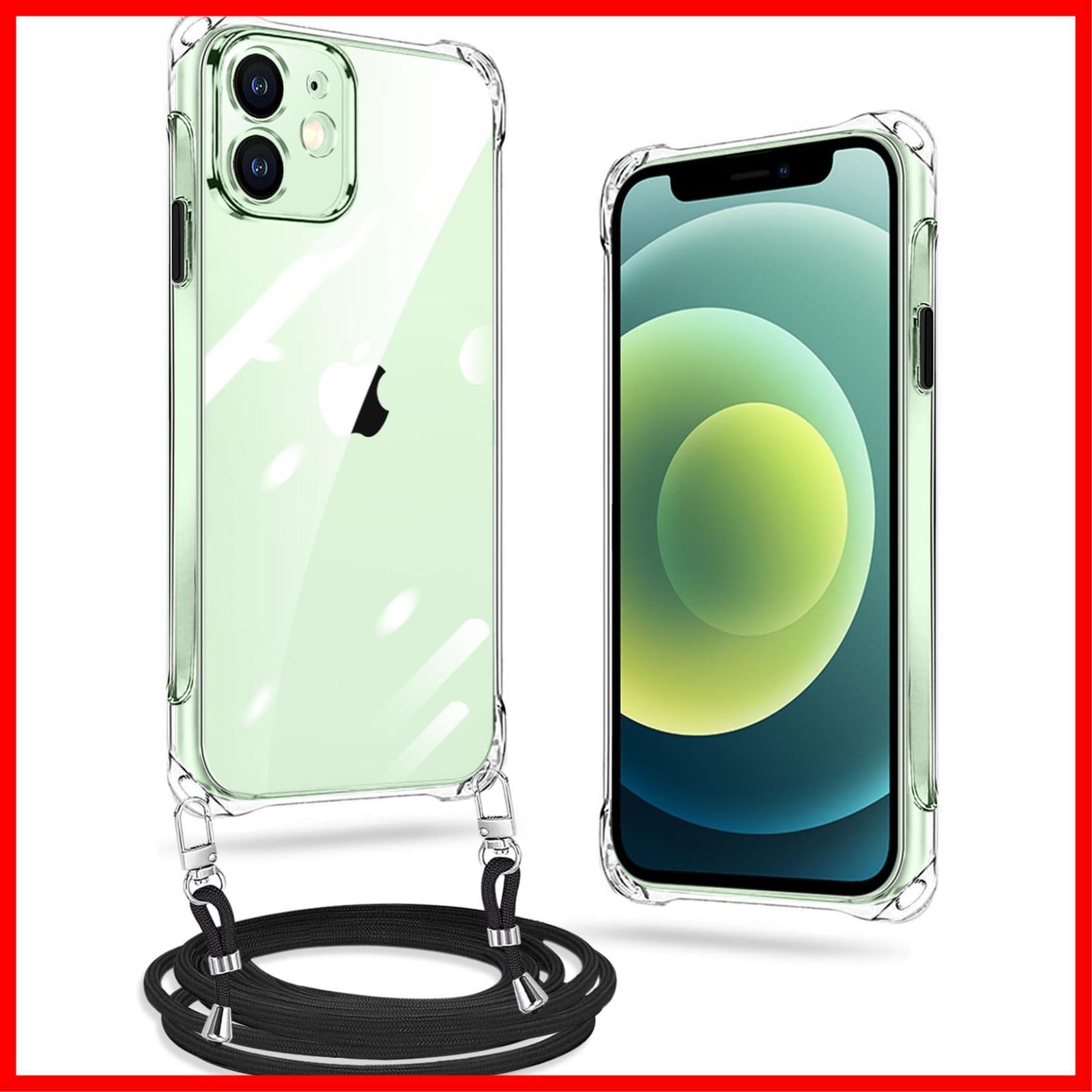 ☆人気商品☆】iPhone 12 Mini ケース クリア ネック ショルダー 