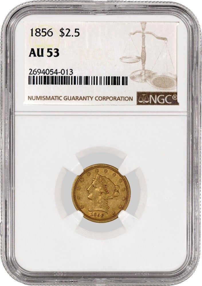 1856 $2.50 Liberty Head Quarter Eagle G NGC AU53 About Uncirculated Coin
