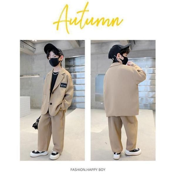 キッズ 男の子 スーツ セットアップ フォーマル 韓国 ベージュ100cm 男の子 フォーマル スーツ キッズ ベージュ 子供 セットアップ