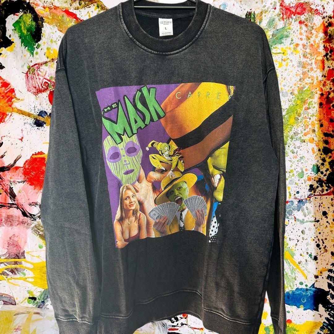 アニメ マスク メンズ 長袖 リプリント トレーナー 新品 L XL ブラック MASK アニメ 映画 Tシャツ 半袖 春 夏 メンズ 新品 XL 2XL マスクT