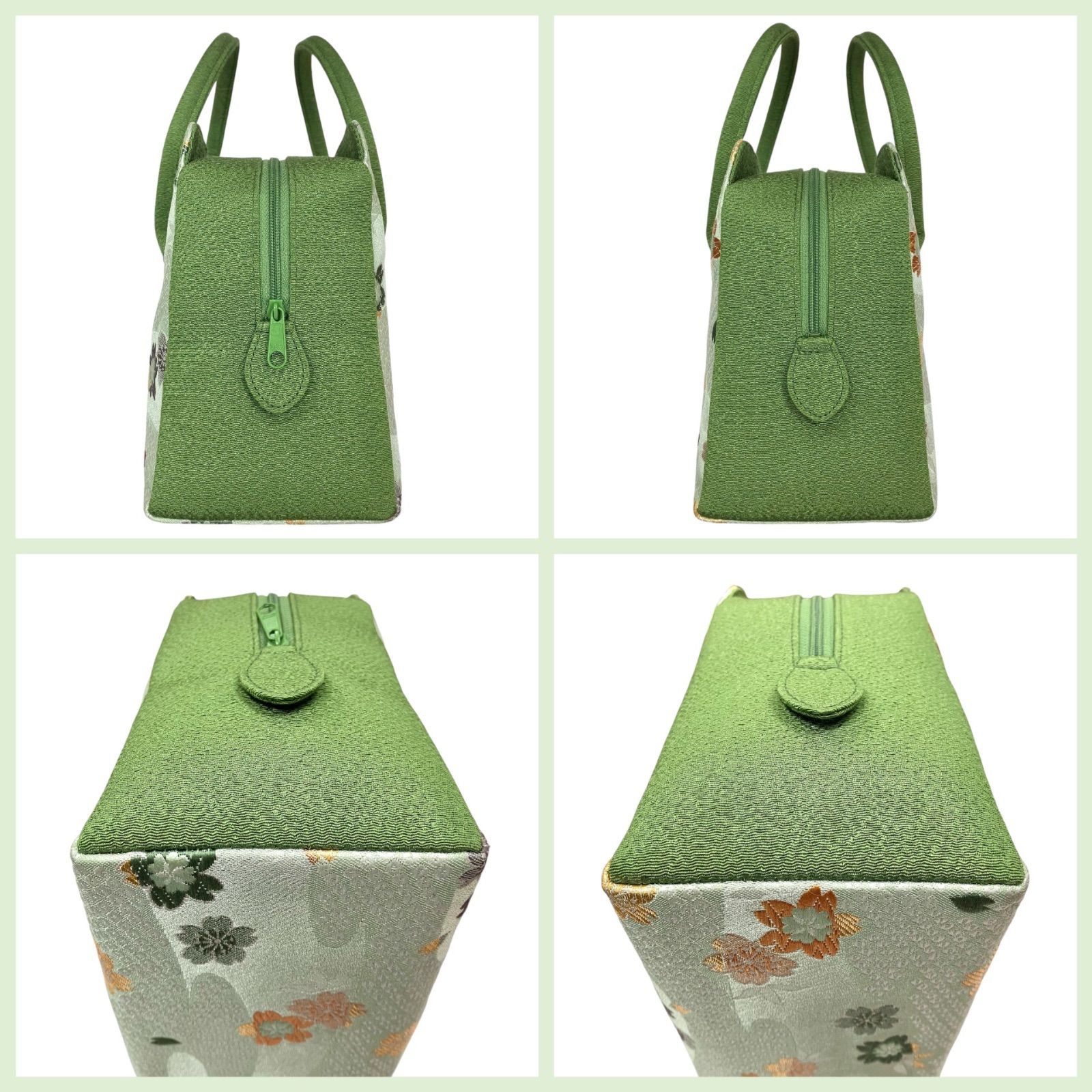 新品未使用⭐️利休バッグ】 礼装 和装バッグ 緑系×花柄 お茶会 お稽古
