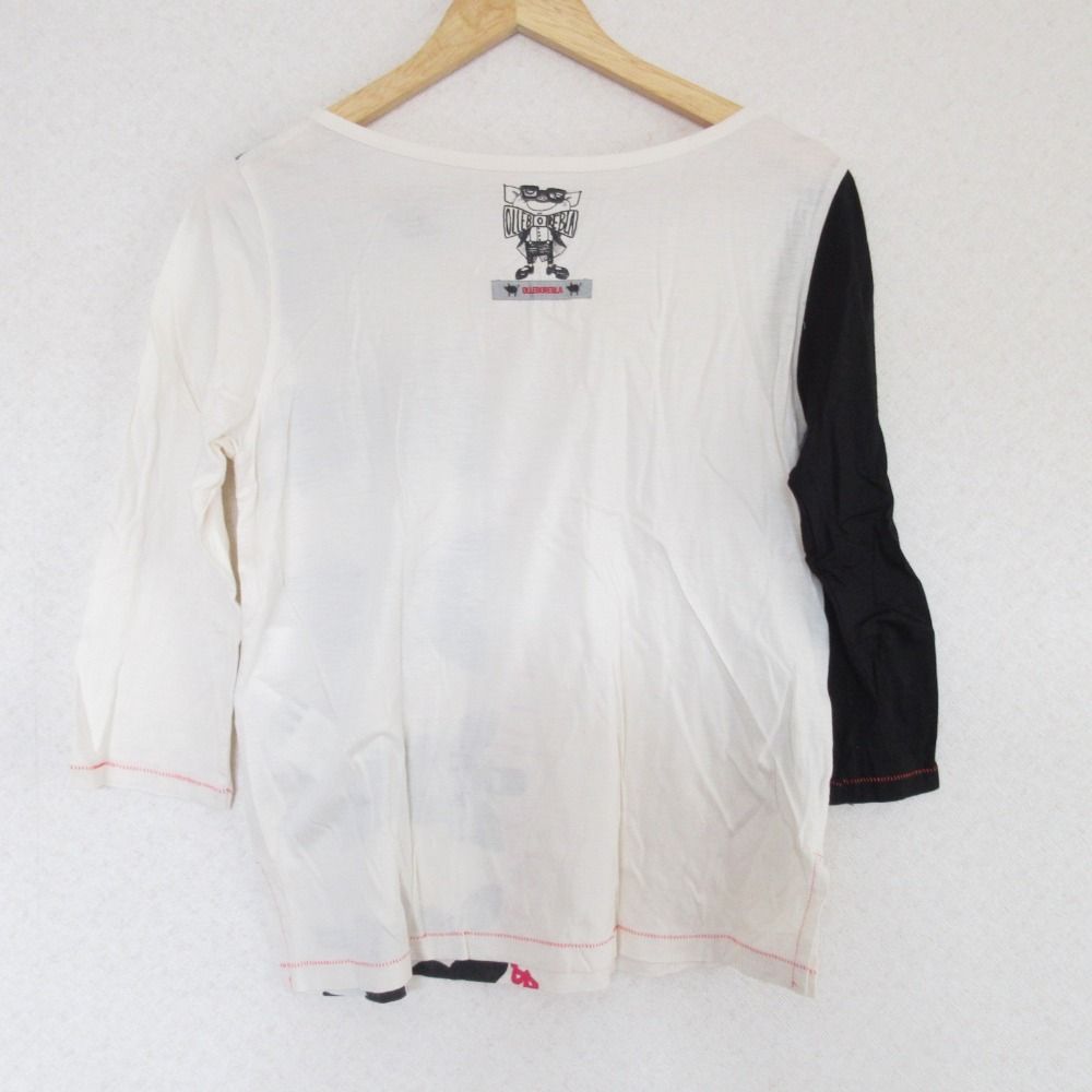 美品 OLLEBOREBLA アルベロベロ オレボレブラ ぶたさん フリルカットソー Tシャツ ホワイト レディース 古着 中古 美品 OLLEBOREBLA アルベロベロ オレボレブラ ぶたさん フリル