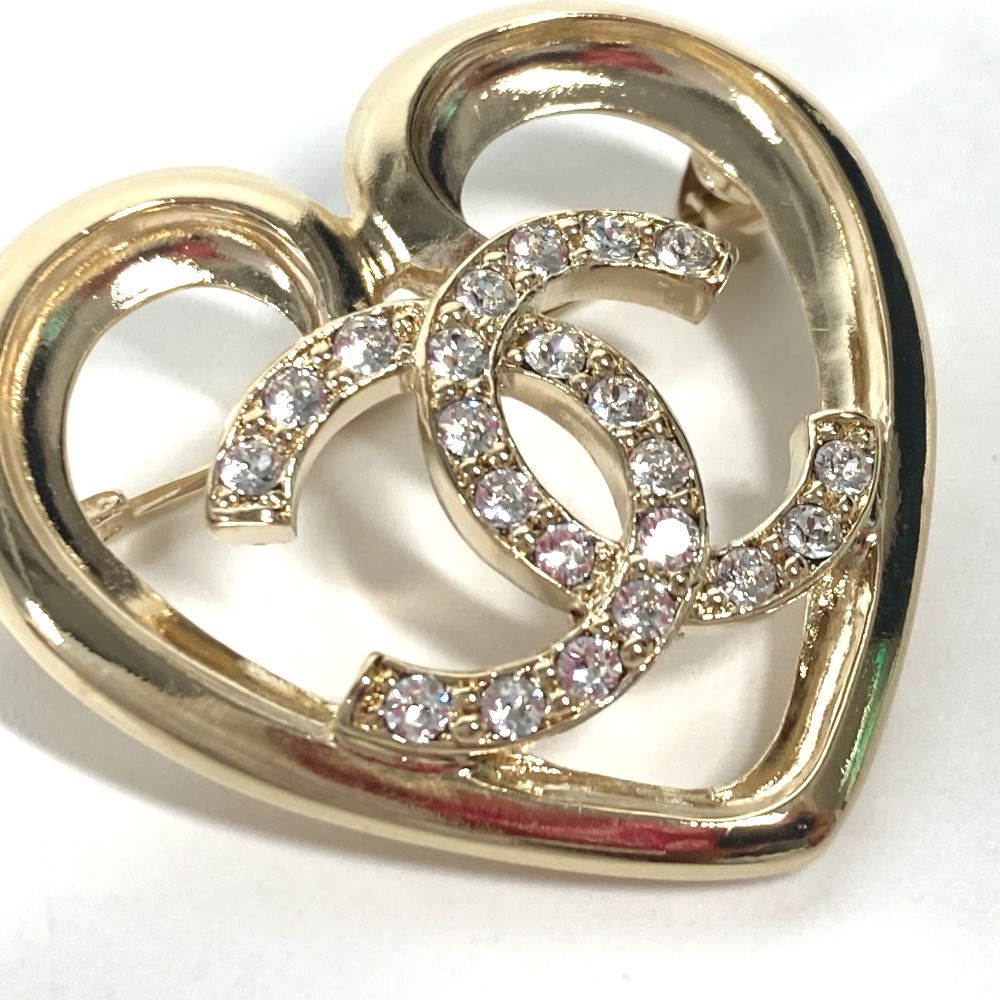 CHANEL シャネル ブローチ CC ココマーク ハート ラインストーン