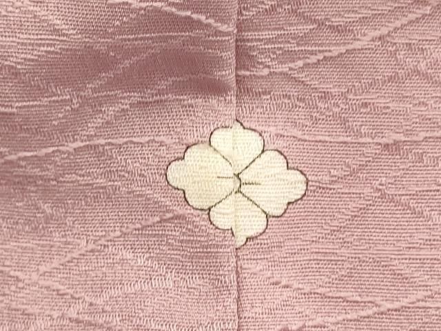 平和屋着物▽上質な色無地 単衣 鹿の子地紋 珊瑚色 正絹 逸品