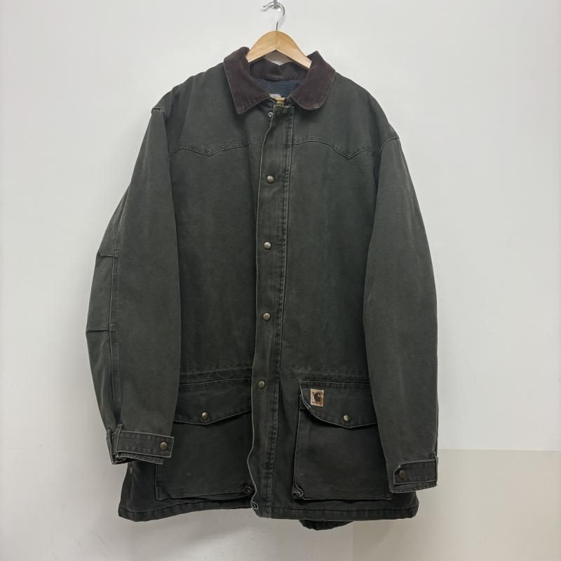Carhartt カーハート コート ダック ワークジャケット 襟コーデュロイ レザーロゴ 00 s C52MOS ブランケット 裏地