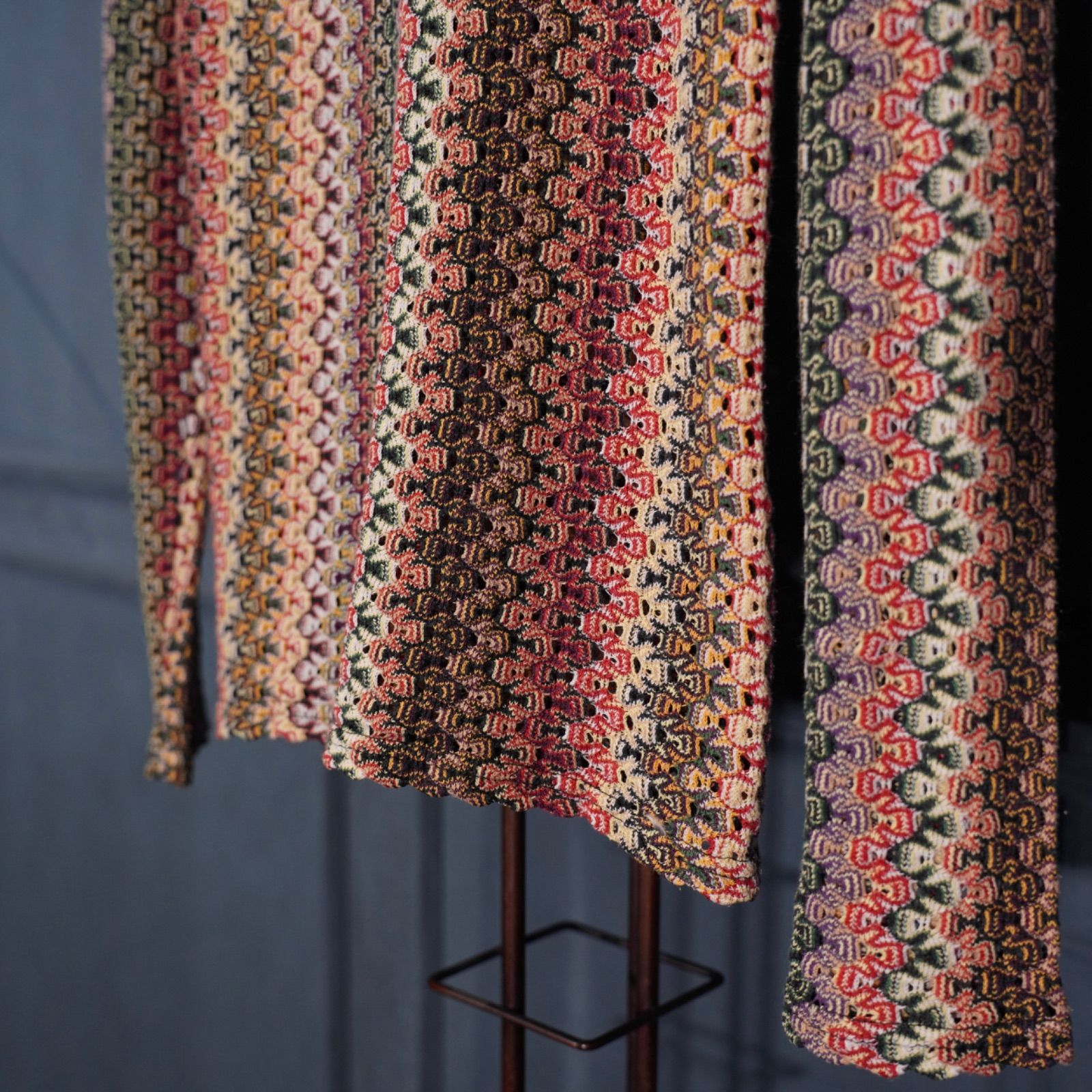 満足保障！ USA VINTAGE PATTERNED DESIGN KNIT SHIRT|アメリカ古着柄デザインニットシャツ