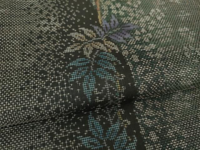 平和屋着物○本場大島紬 9マルキ 古代染色純泥染 草花間道 カネトク  