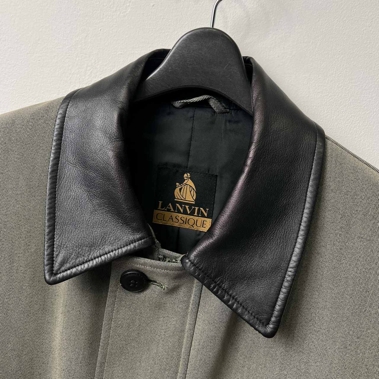 80s 90s ビンテージ LANVIN CLASSIQUE ランバン 襟レザー ハーフコート