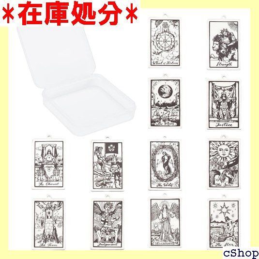 SUNNYCLUE 1ボックス12種 タロットカード シンボル ネックレス フラット ブレスレット 西洋風 占卜 占星術 キーホルダー サイン 黄道帯 干支 メタルパーツ チベットスタイル 神秘 古典 ヴィンテ