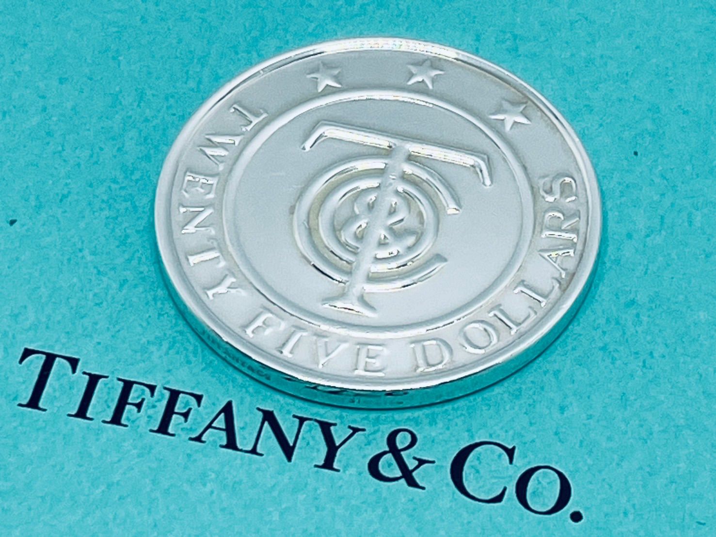 a067 Tiffany-Co. ティファニー 25ドル 銀貨 ロゴ マネー シルバー 925 硬貨 記念硬貨